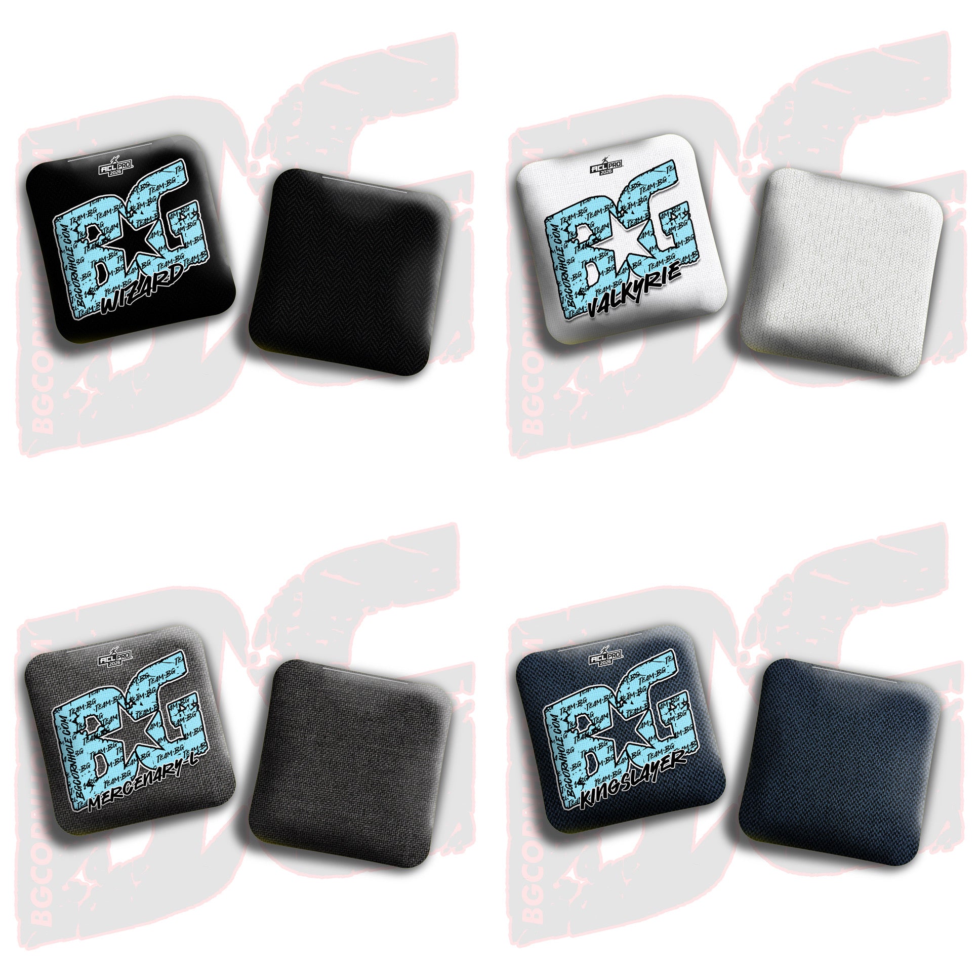 2026 BG Multiple Bag Models "Baby Blue Logo Colormatch" - ACL Pro Stamped Cornhole Bags - SET OF 4 BAGS