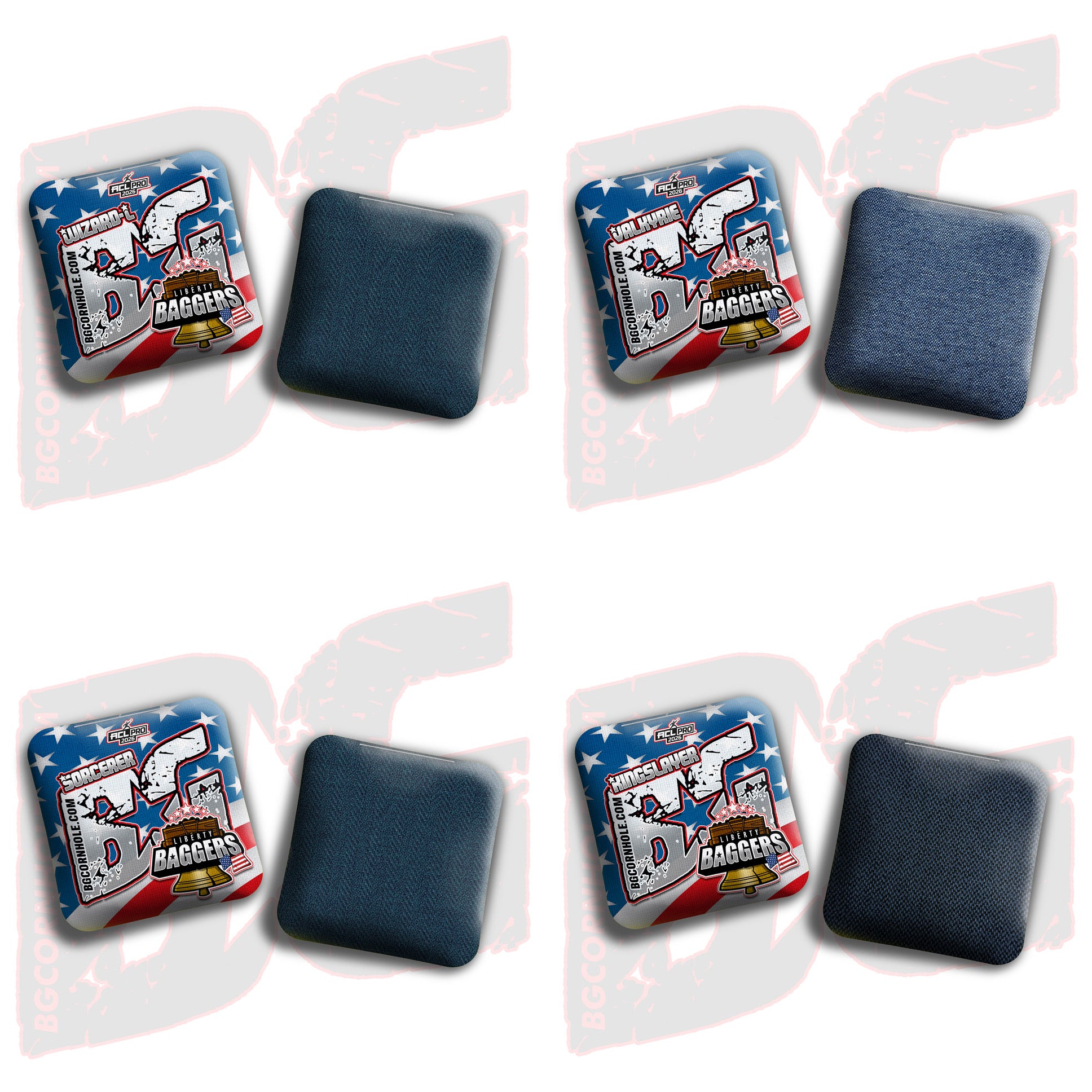 2026 BG Multiple Bag Models - "Liberty Baggers” Collab - ACL Pro Stamped Cornhole Bags - SET OF 4 BAGS