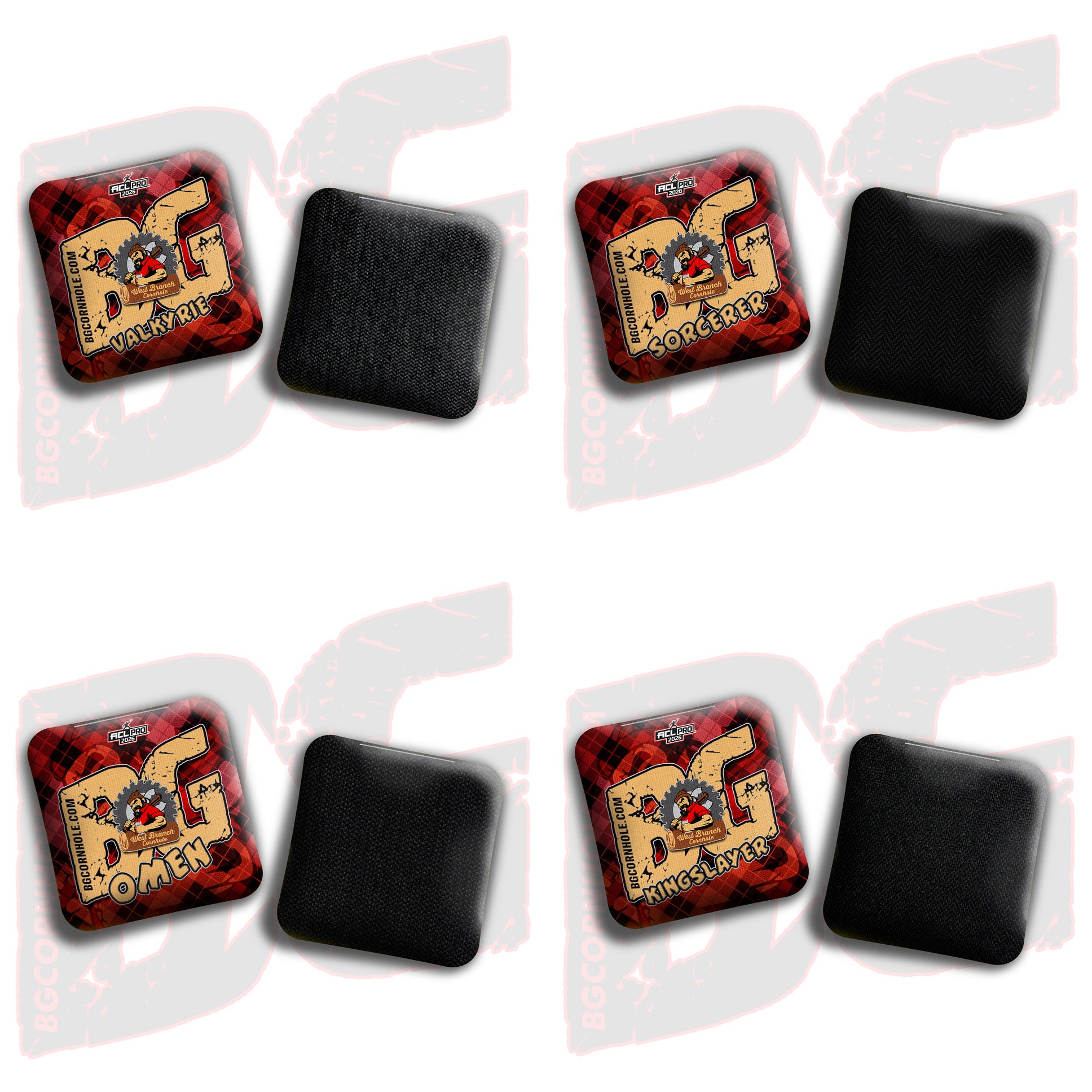 2026 BG Multiple Bag Models - "West Branch Cornhole” Collab - ACL Pro Stamped Cornhole Bags - SET OF 4 BAGS