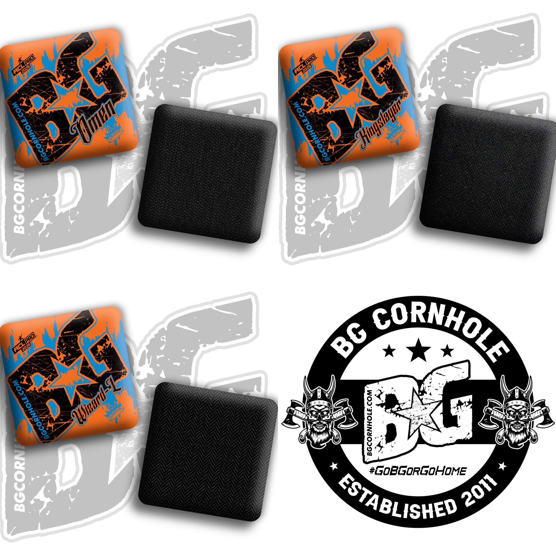 2026 Multiple Bag Models "Triple Crown Grunged” Collab - ACL Pro Stamped Cornhole Bags - SET OF 4 BAGS