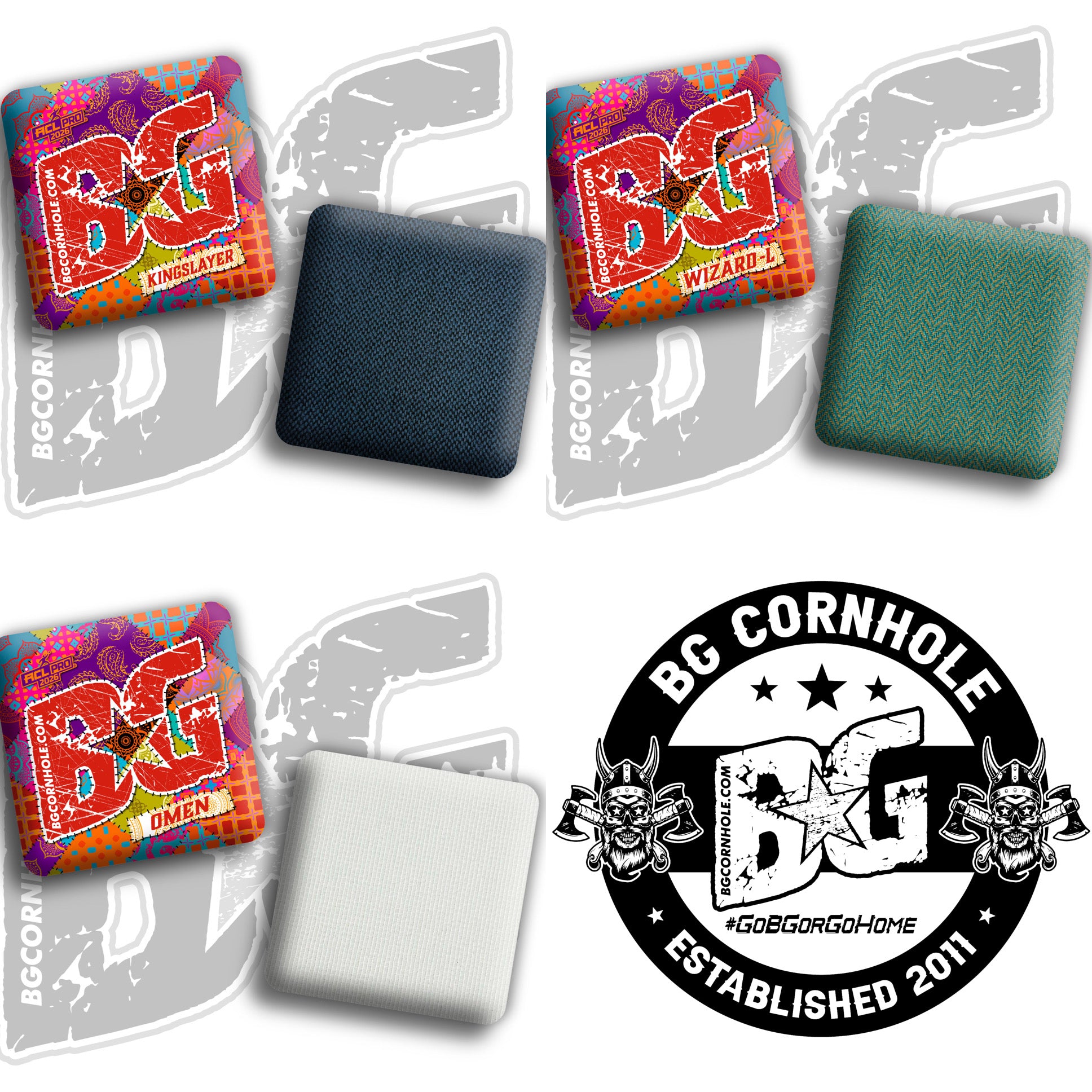 2026 Multiple Bag Models "Triple Crown Patchwork” Collab - ACL Pro Stamped Cornhole Bags - SET OF 4 BAGS