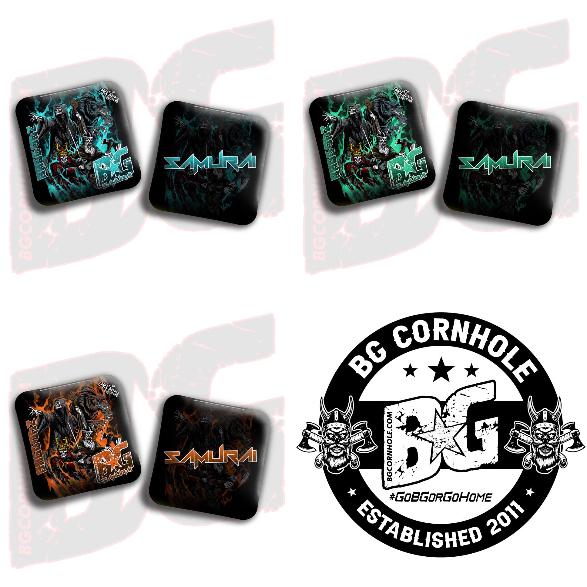 2026 BG Comp Samurai - "Rock Godz" - ACL Comp Stamped Cornhole Bags - SET OF 4 BAGS