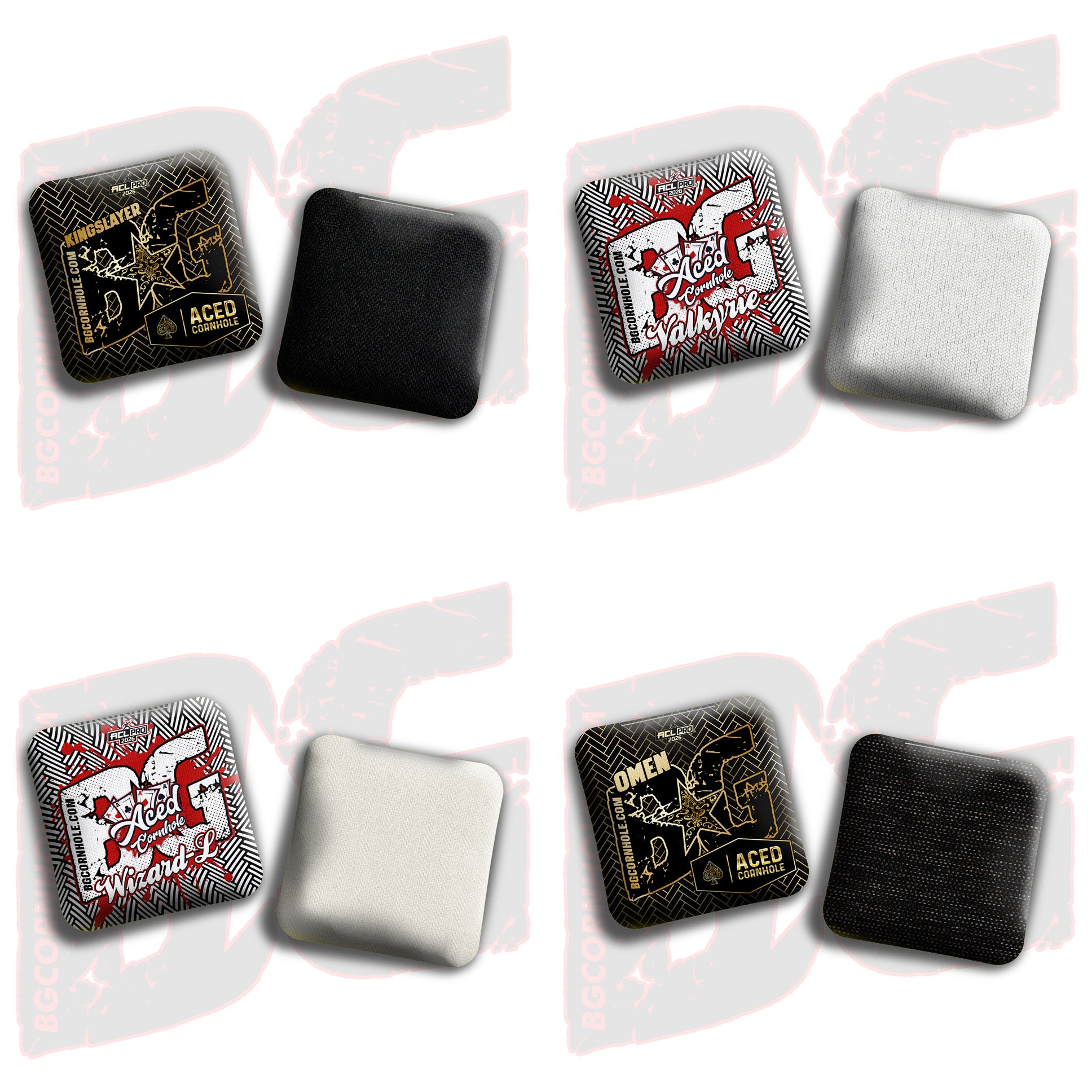2026 BG Multiple Bag Models - "Aced Cornhole” Collab - ACL Pro Stamped Cornhole Bags - SET OF 4 BAGS