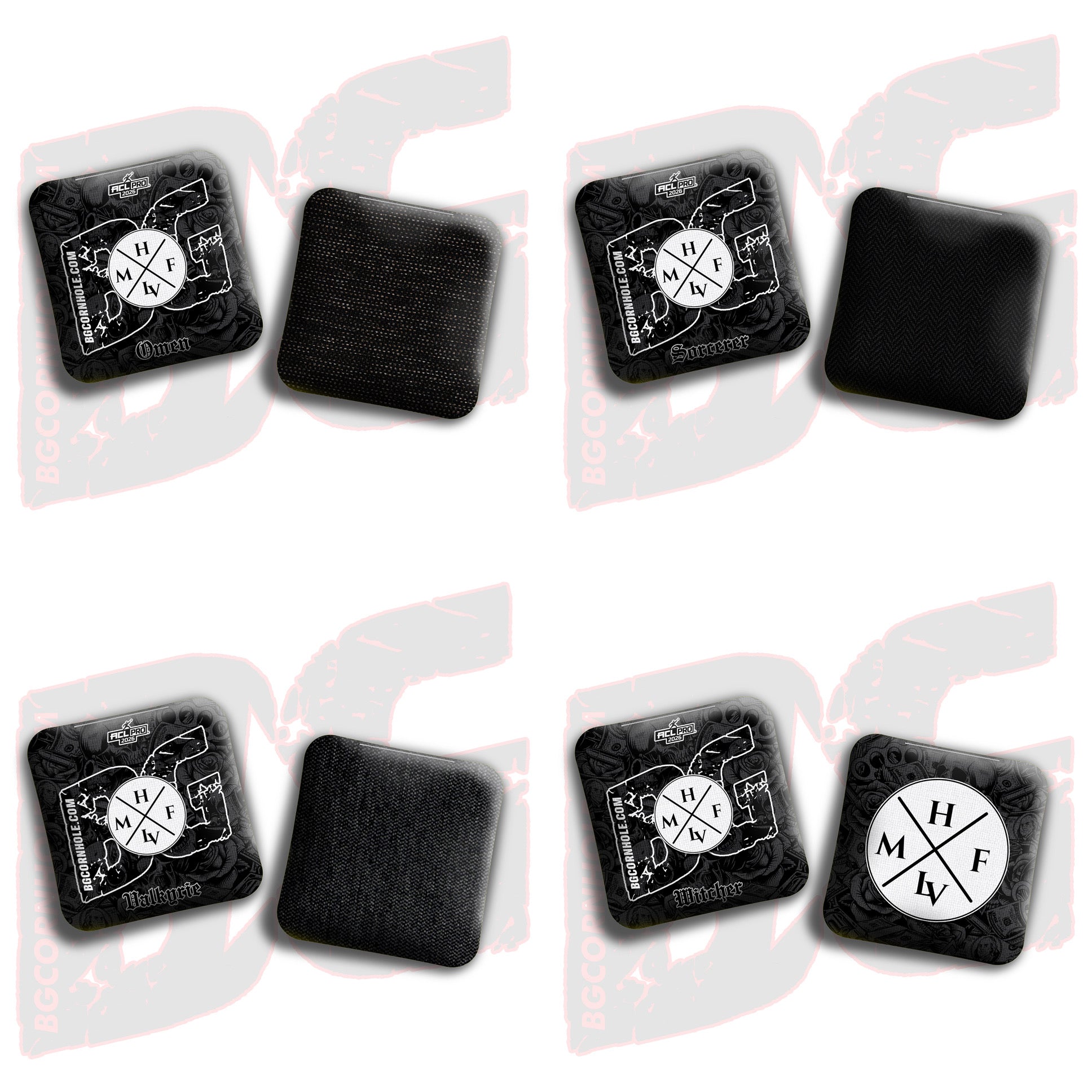 2026 BG Multiple Bag Models - "MHF LAS VEGAS” Collab - ACL Pro Stamped Cornhole Bags - SET OF 4 BAGS