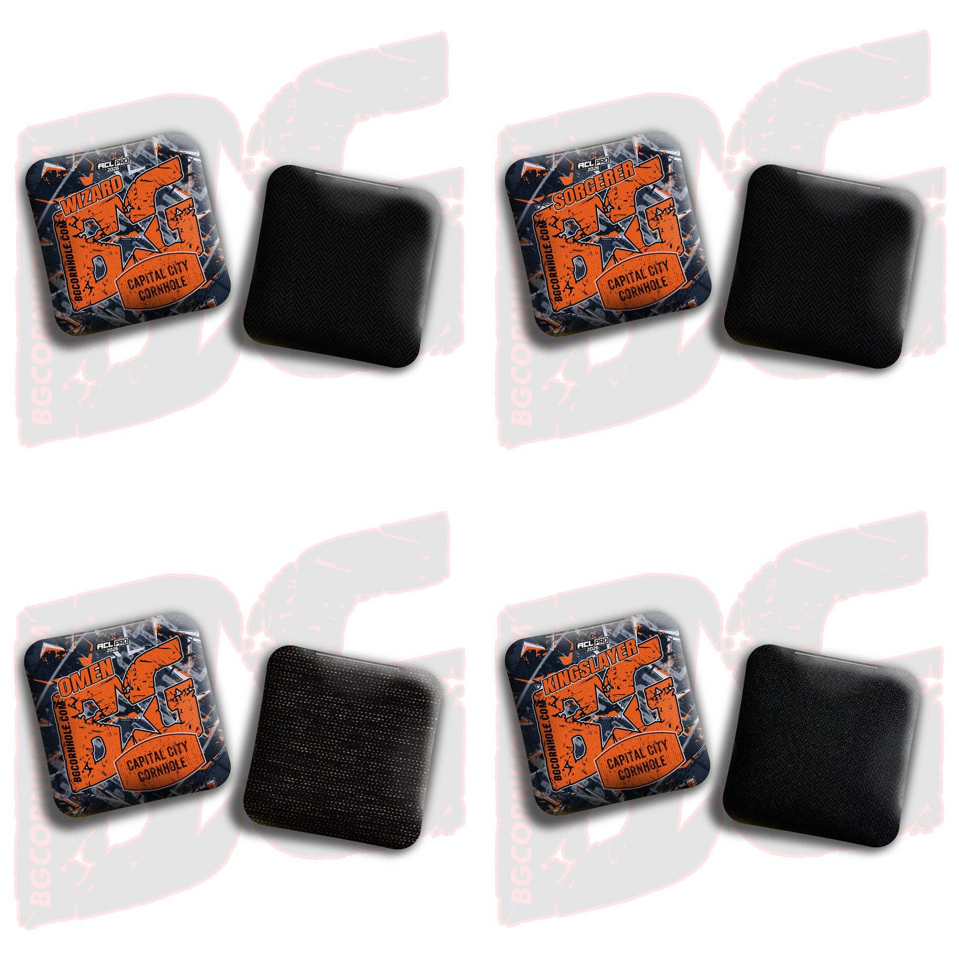2026 BG Multiple Bag Models - "Capital City Cornhole” Collab - ACL Pro Stamped Cornhole Bags - SET OF 4 BAGS