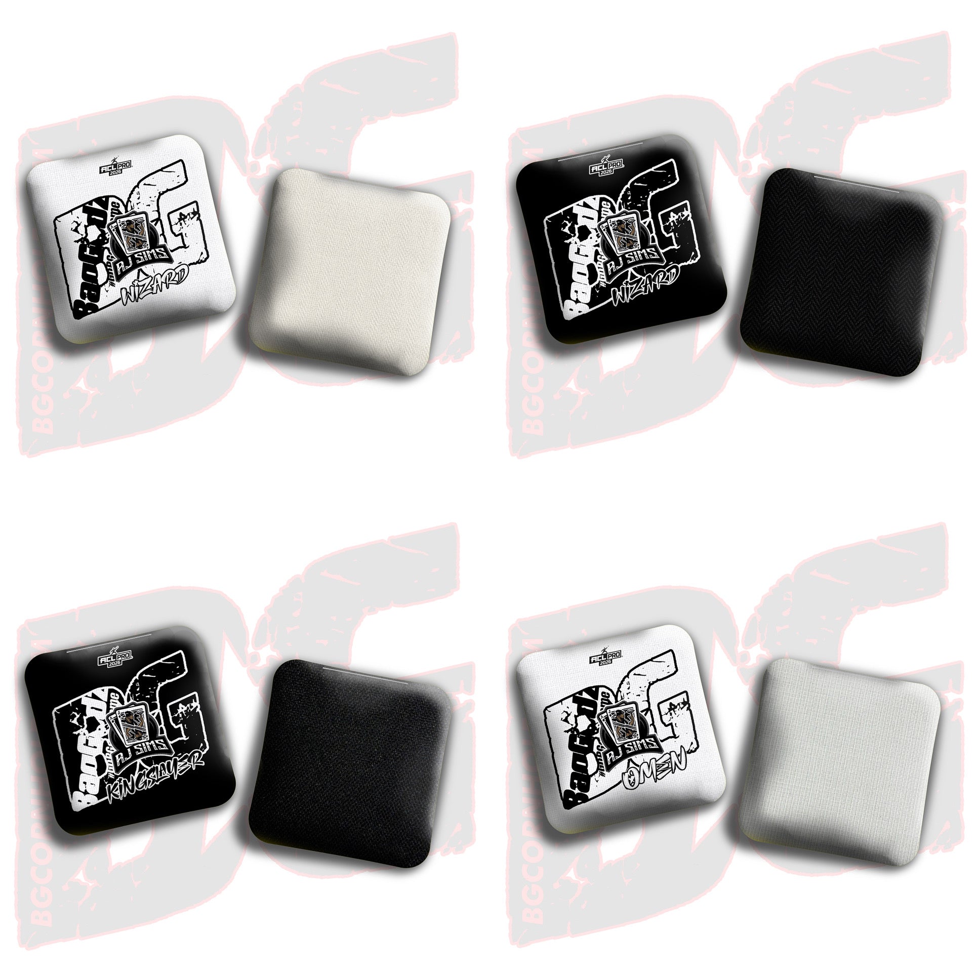 2026 BG Multiple Bag Models  - "AJ Sims” - ACL Pro Stamped Cornhole Bags - SET OF 4 BAGS