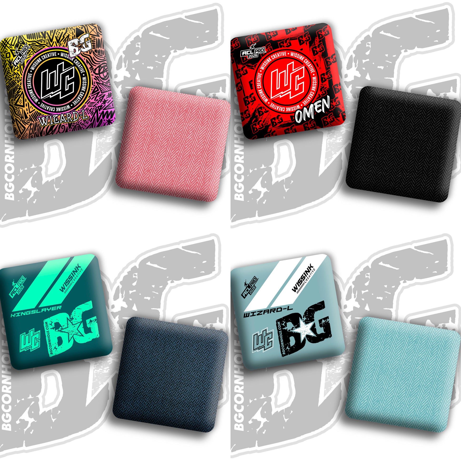 2026 BG Multiple Bag Models "Wissink designs" Collab - ACL Pro Stamped Cornhole Bags - SET OF 4 BAGS
