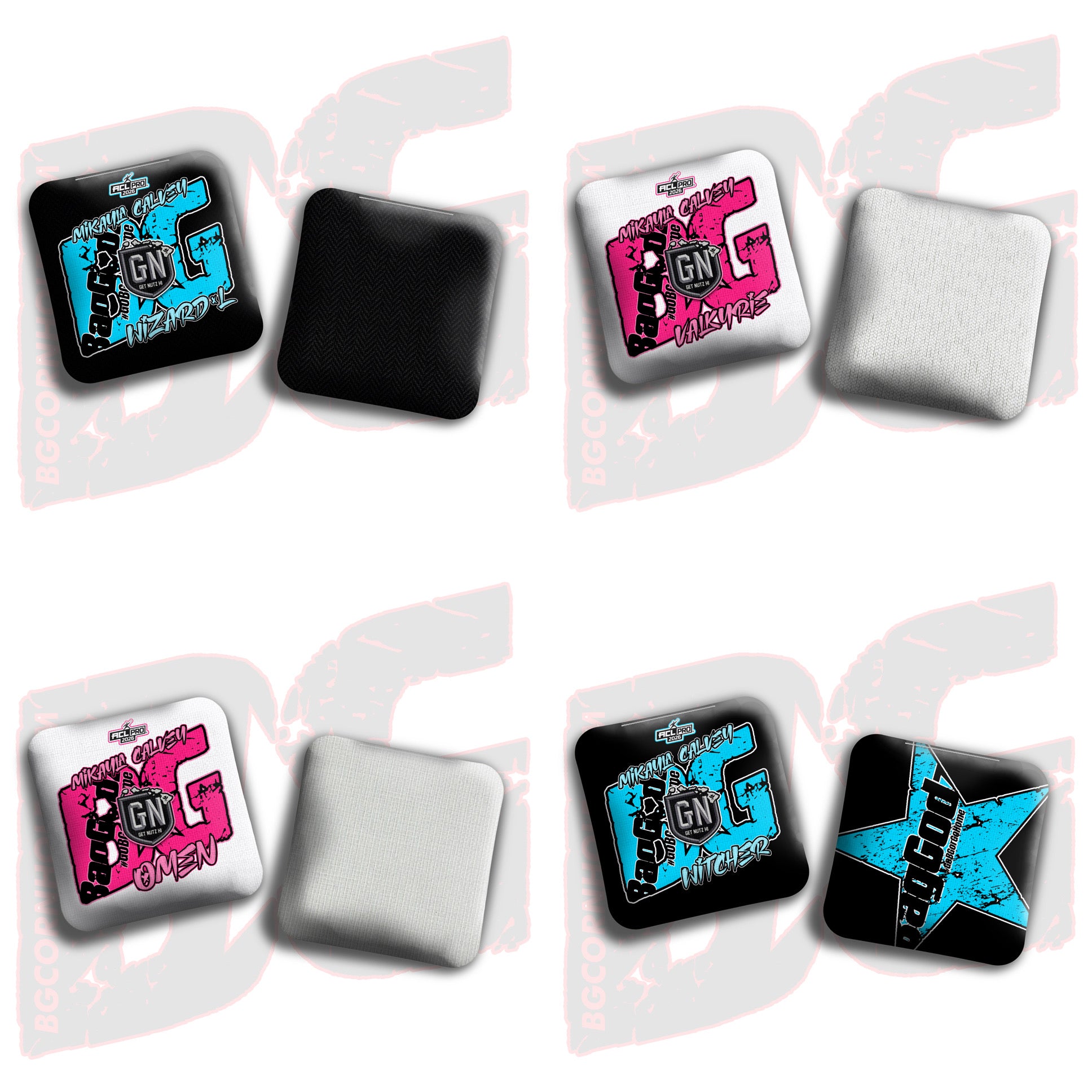 2026 BG Multiple Bag Models  - "Mikayla Calvey” - ACL Pro Stamped Cornhole Bags - SET OF 4 BAGS