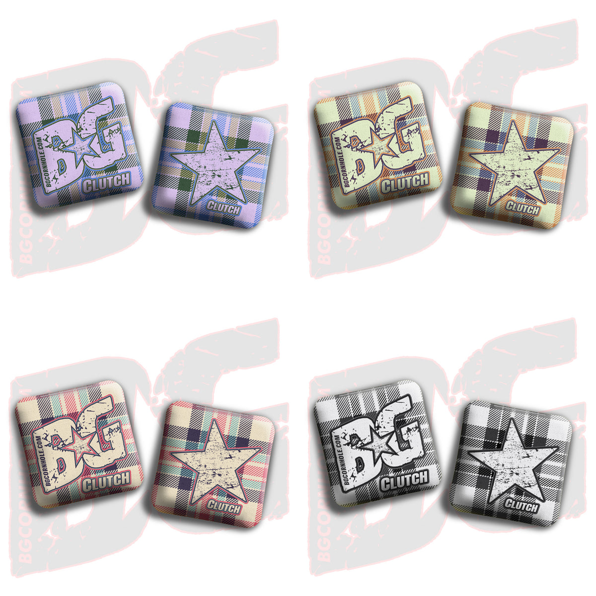BG Clutch  - “Flannel  Finesse” - Non Stamped Cornhole Bags - SET OF 4 bags