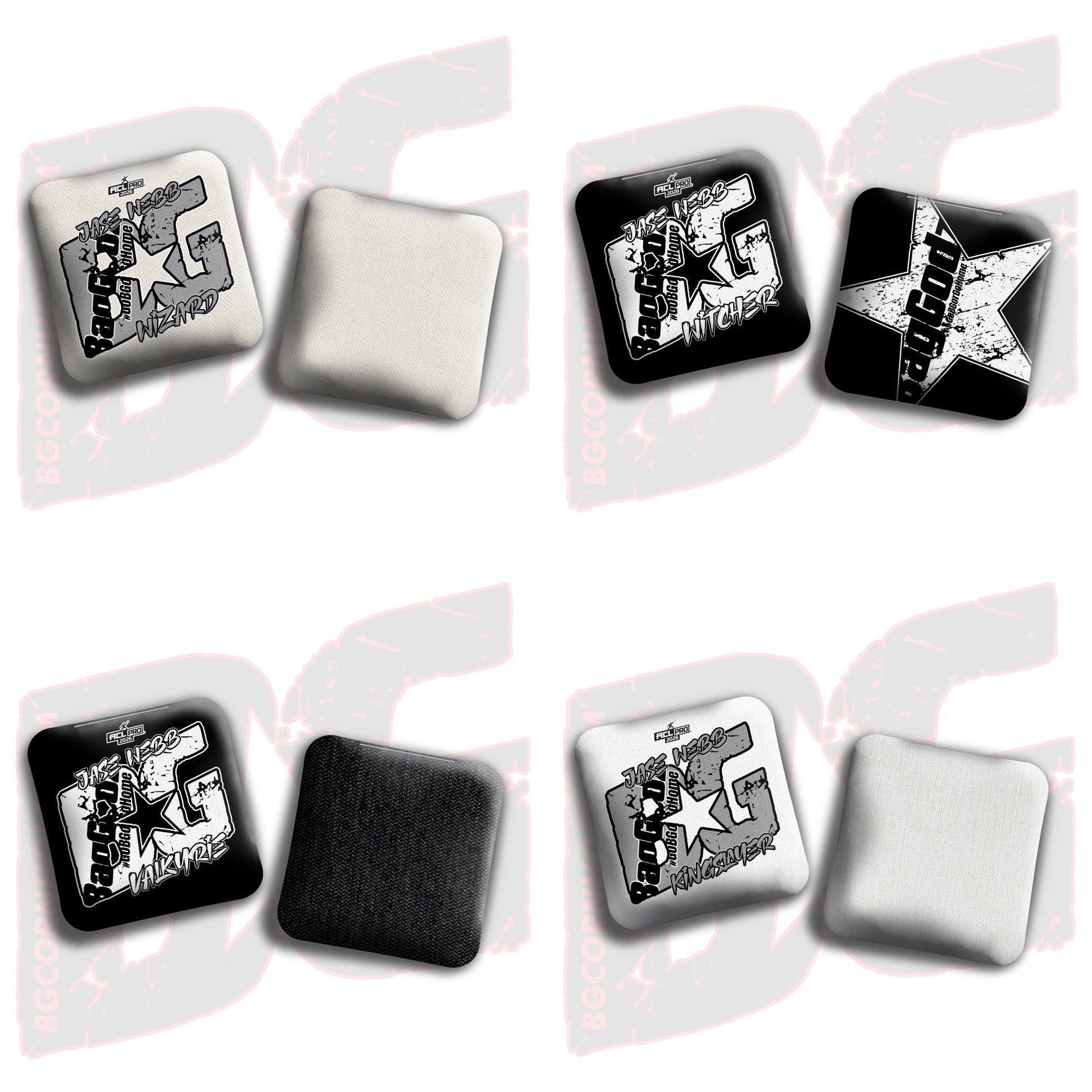 2026 BG Multiple Bag Models  - "Jase Webb” - ACL Pro Stamped Cornhole Bags - SET OF 4 BAGS
