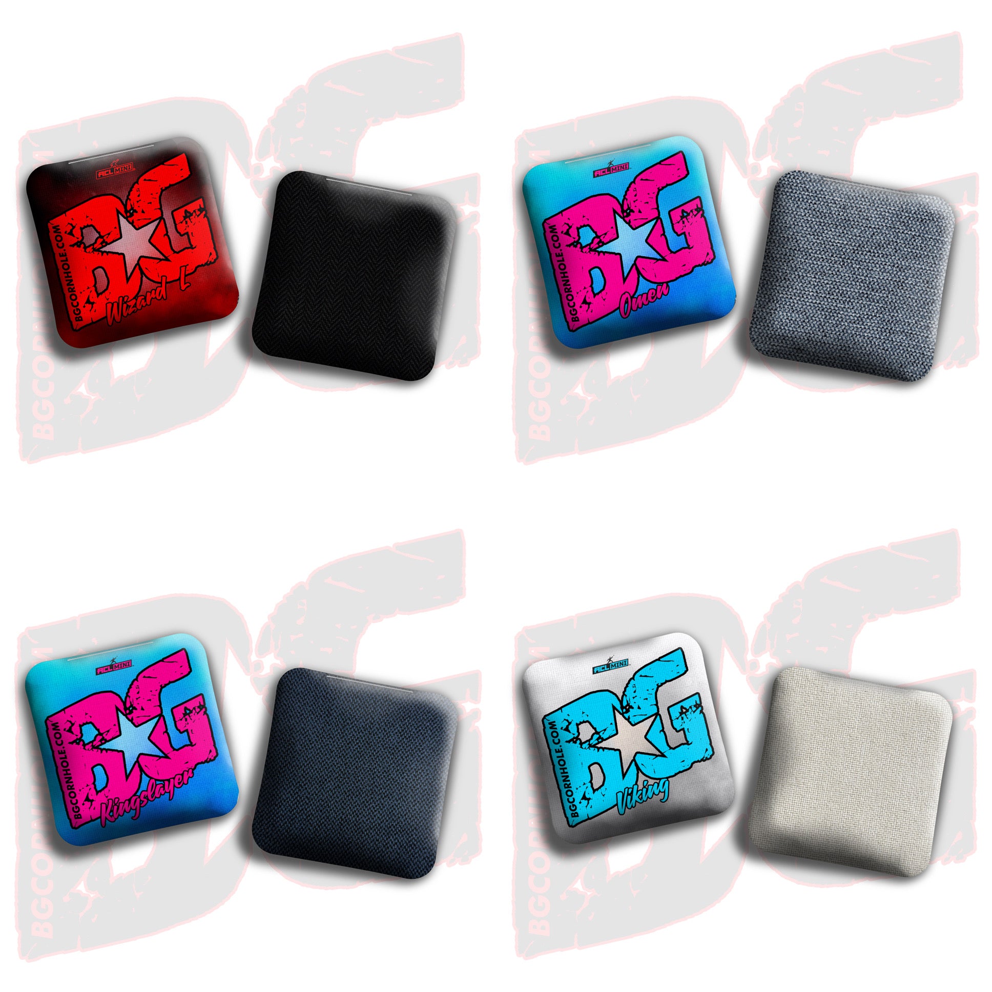 BG Multiple Bag Models - "Smoke Bomb" - 4" ACL Mini Stamped Cornhole Bags- Set of 4 Bags