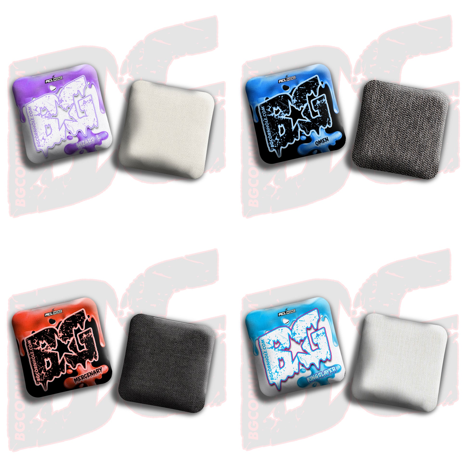 BG Multiple Bag Models - "Drip" - 4" ACL Mini Stamped Cornhole Bags- Set of 4 Bags