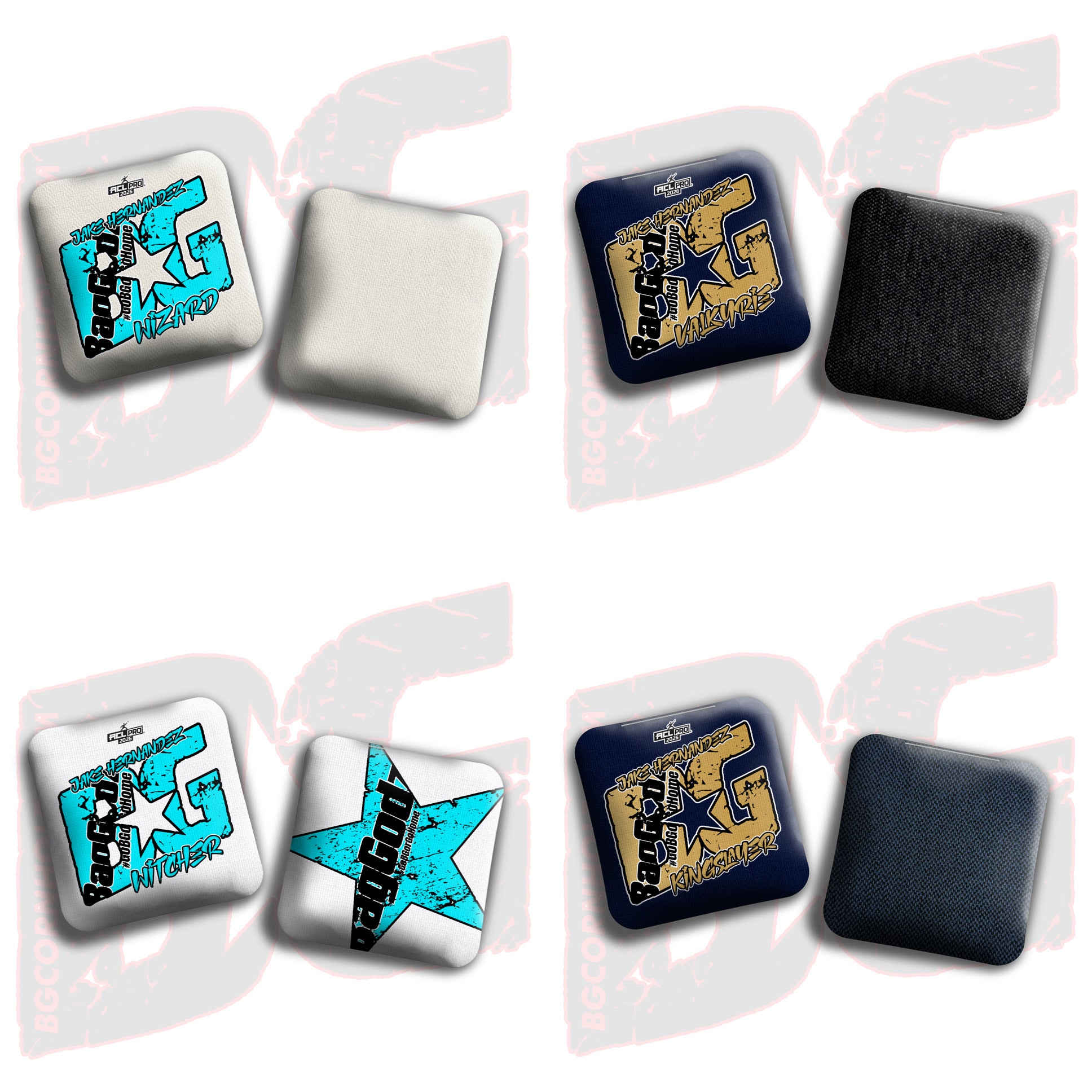 2026 BG Multiple Bag Models  - "Jake Hernandez” - ACL Pro Stamped Cornhole Bags - SET OF 4 BAGS
