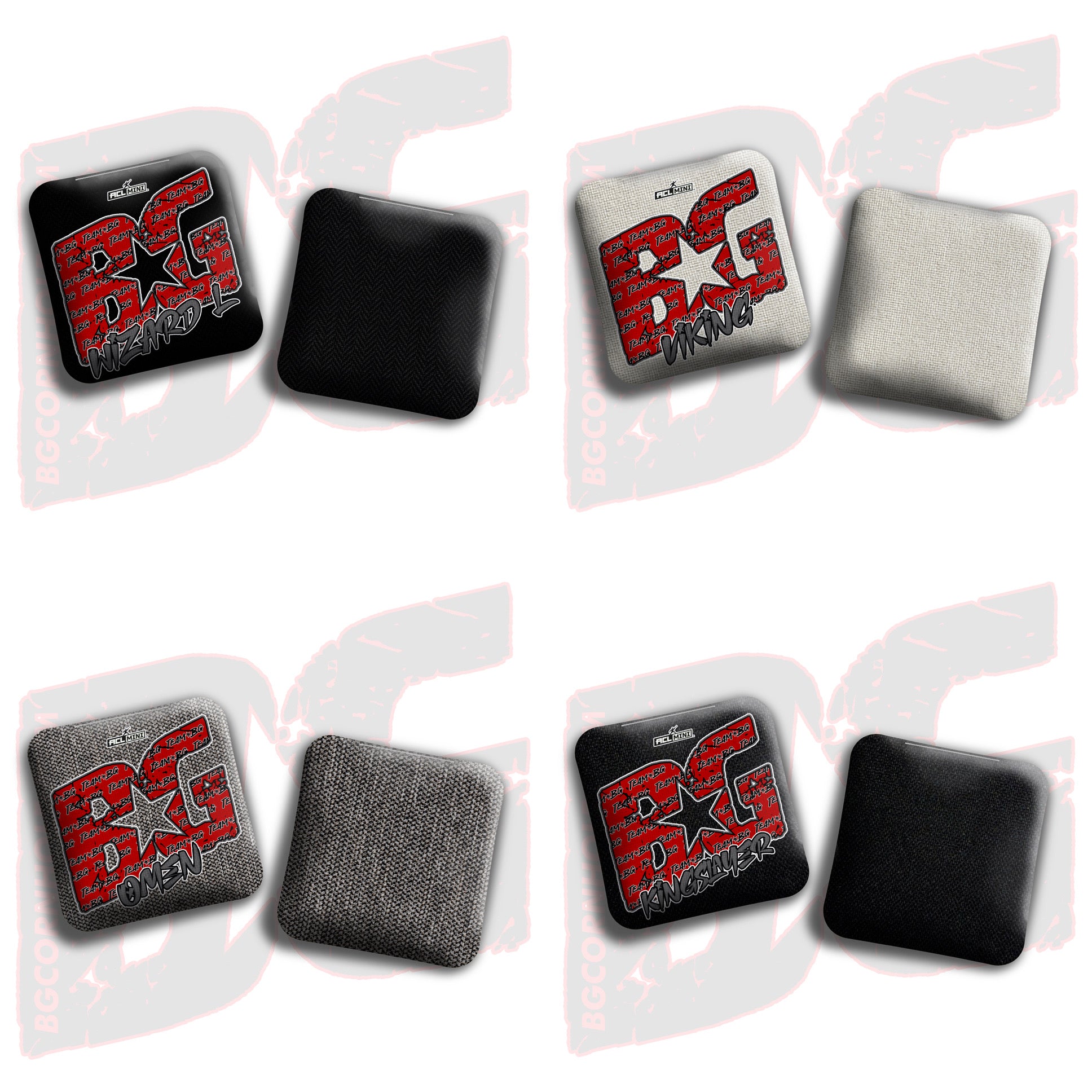 BG Multiple Bag Models - "Red Logo Colormatch" - 4" ACL Mini Stamped Cornhole Bags - Set of 4 Bags