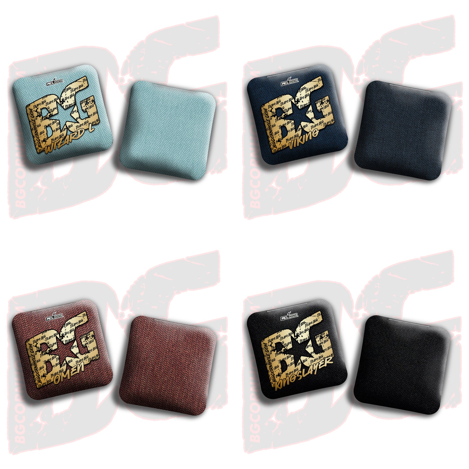BG Multiple Bag Models - "Gold Logo Colormatch" - 4" ACL Mini Stamped Cornhole Bags - Set of 4 Bags