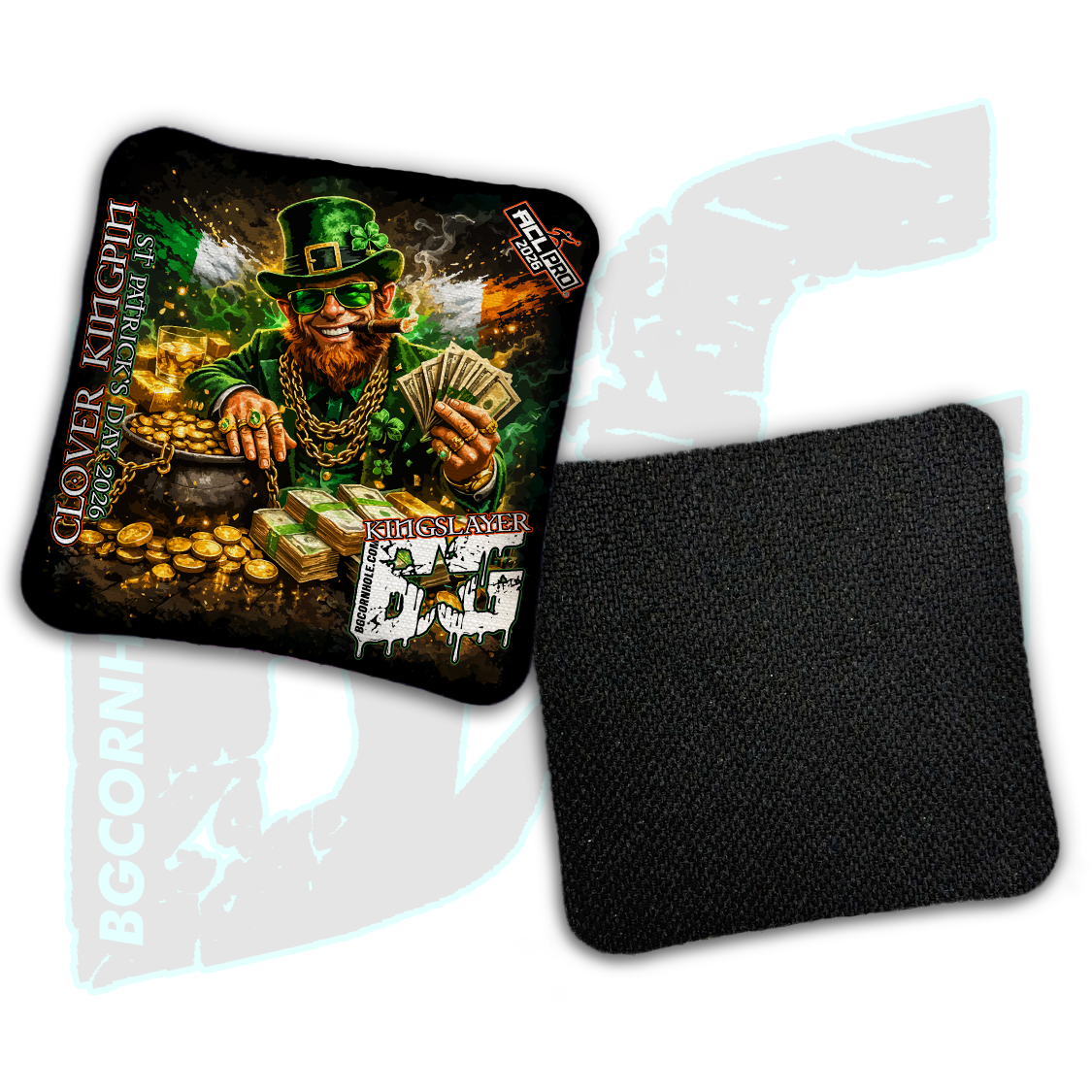 Limited Edition 2026 BG Multiple Bag Models "Clover Kingpin" - ACL Pro Stamped Cornhole Bags - SET OF 4 BAGS