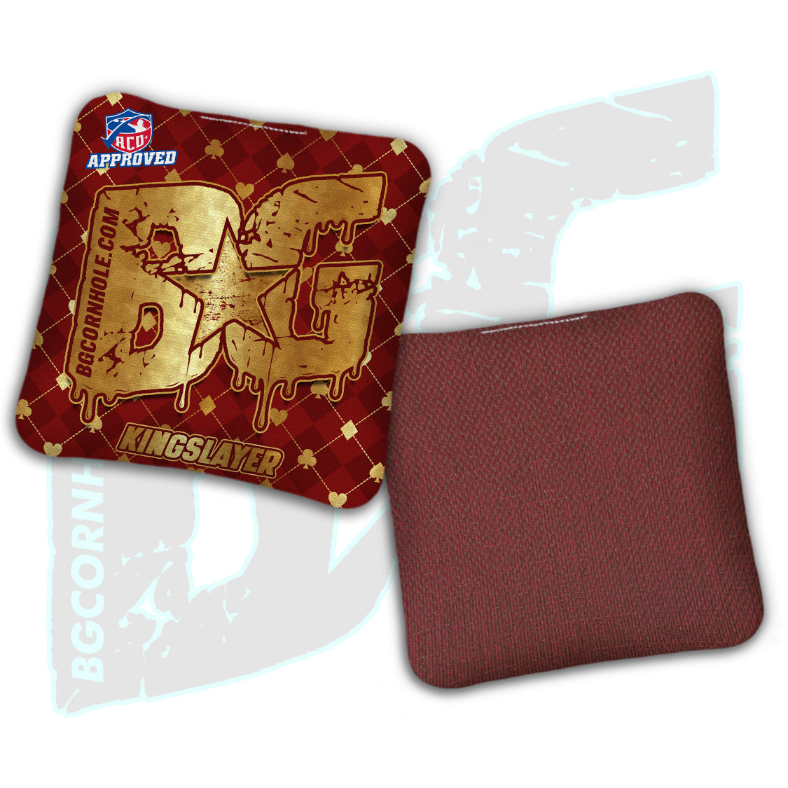 2027 ACO - BG KINGSLAYER "RED/GOLD" - Pro Stamped Cornhole Bags - SET OF 4 BAGS