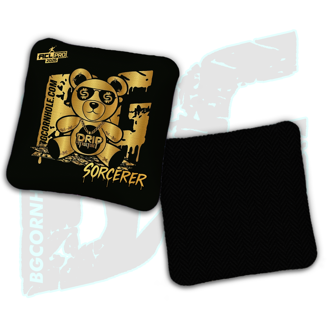 2026 Multiple Bag Models - DK x BG "Gold Cash Bear" - ACL Pro Stamped Cornhole Bags - Set of 4 Bags