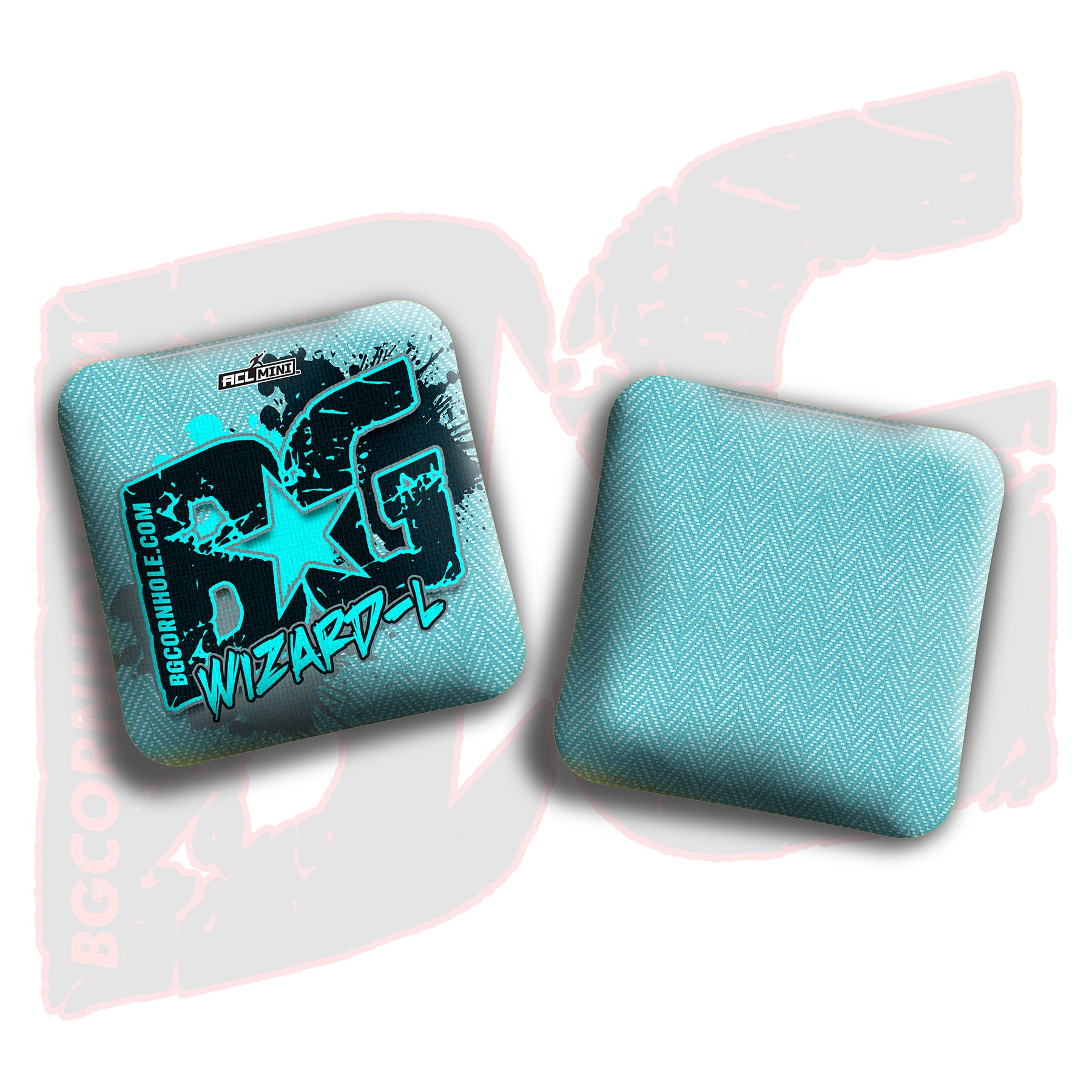 BG Wizard L 4" Mini Cornhole Bags - “Aqua Paint Splatter" - Set of 4 Bags