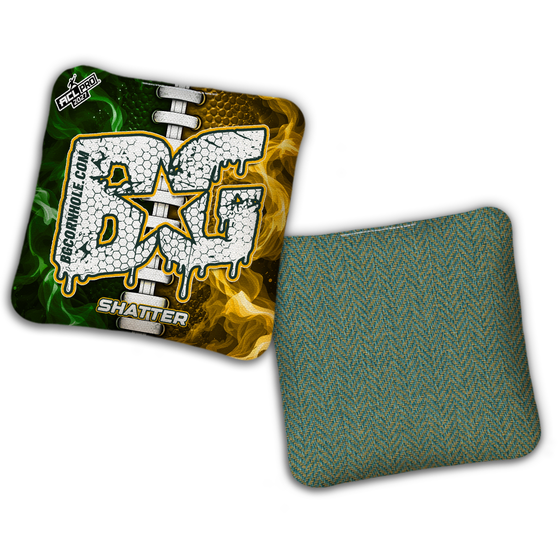 2027 BG Multiple Bag Models "Green Bay Split Lace" - ACL Pro Stamped Cornhole Bags