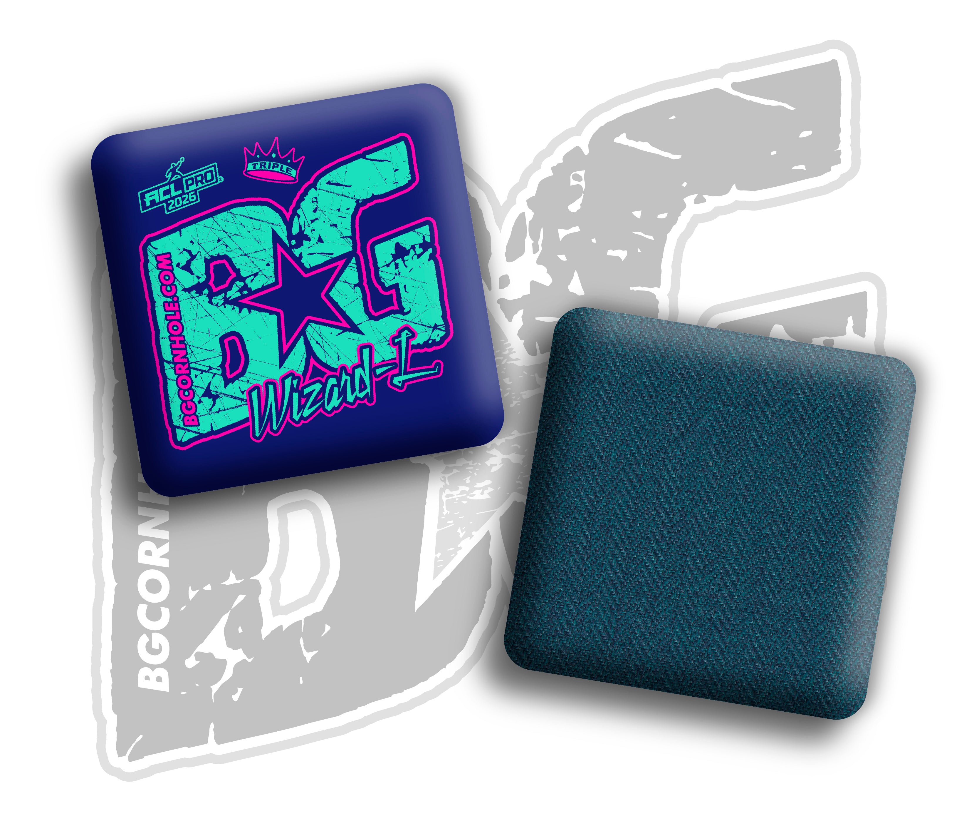 2026 BG Multiple Bag Models "Triple Crown Blue Neon” Collab - ACL Pro Stamped Cornhole Bags - SET OF 4 BAGS