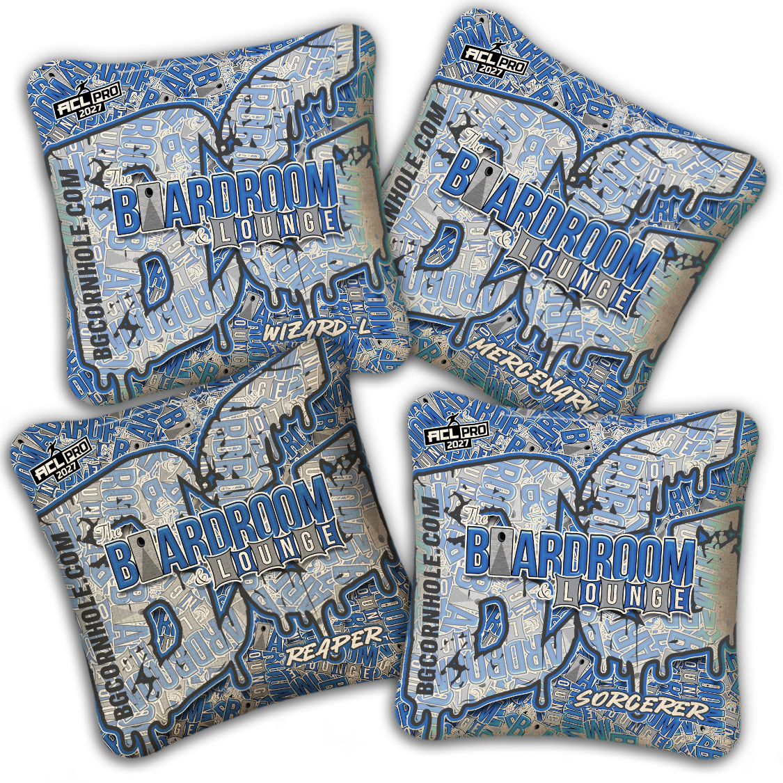 2027 ACL - BG Multiple Bag Models - "The Boardroom & Lounge” Collab - Pro Stamped Cornhole Bags - SET OF 4 BAGS