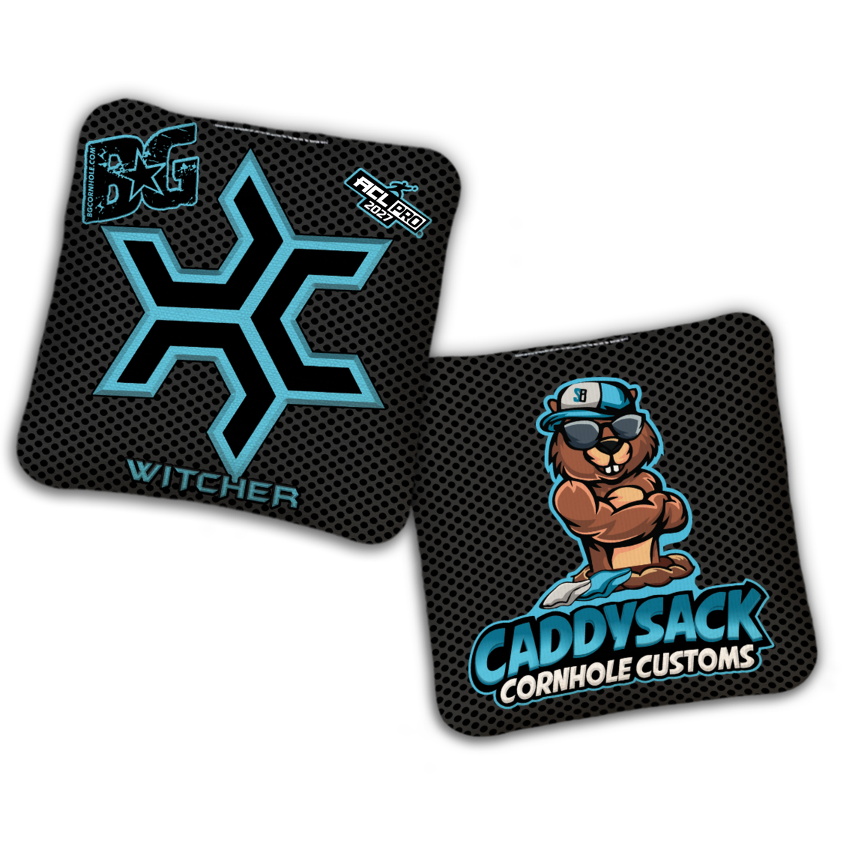 2027 ACL - Multiple Bag Models  "CaddySack Carbon Fiber” Collab - Pro Stamped Cornhole Bags - SET OF 4 BAGS