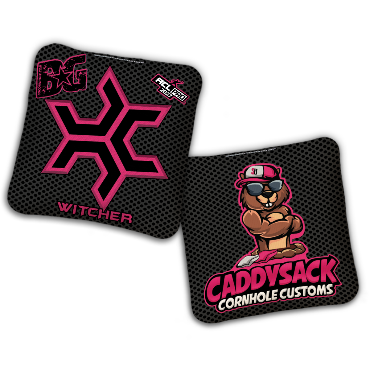 2027 ACL - Multiple Bag Models  "CaddySack Carbon Fiber” Collab - Pro Stamped Cornhole Bags - SET OF 4 BAGS