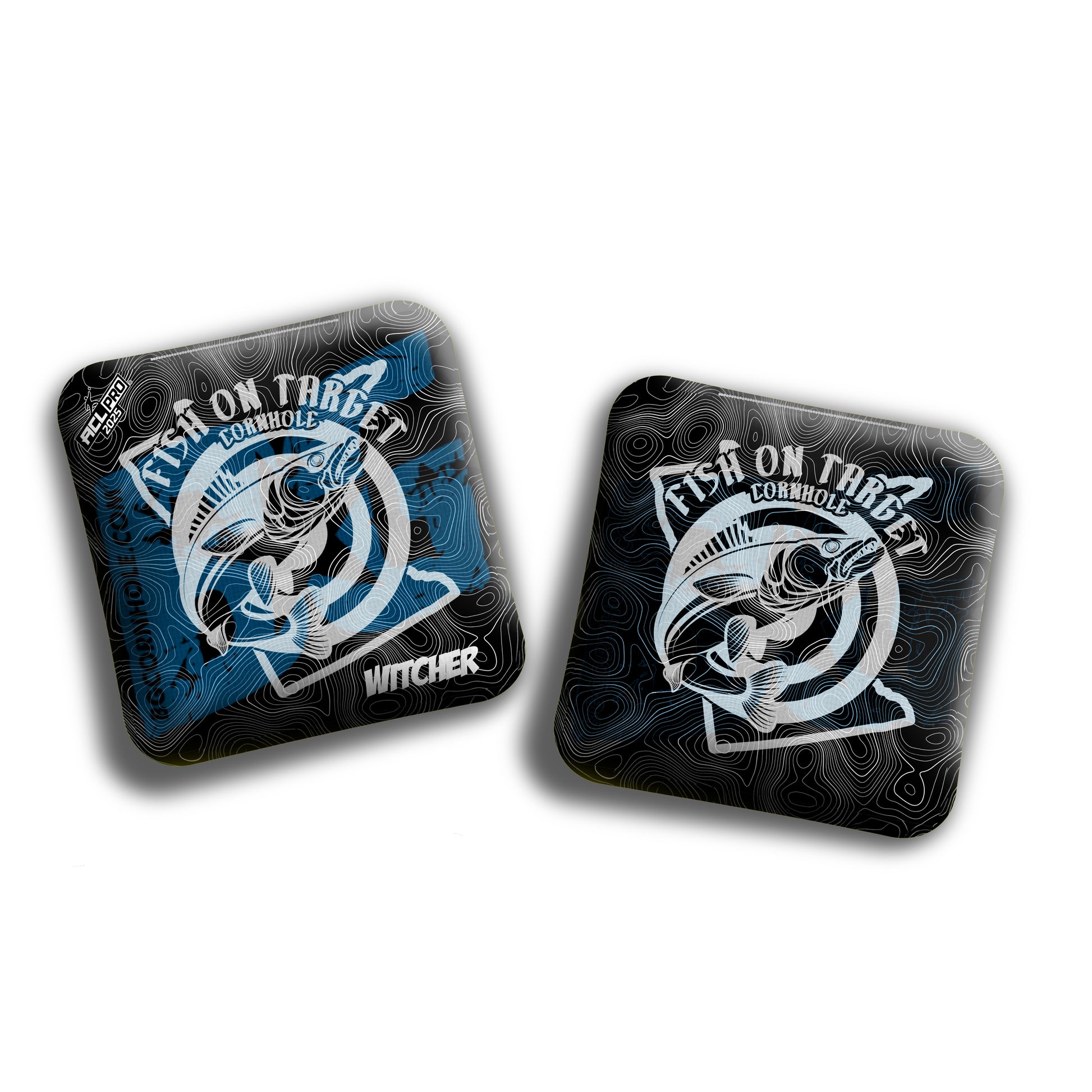 2026 Multiple Bag Models "Fish On Target Ripples” Collab - ACL Pro Stamped Cornhole Bags - SET OF 4 BAGS