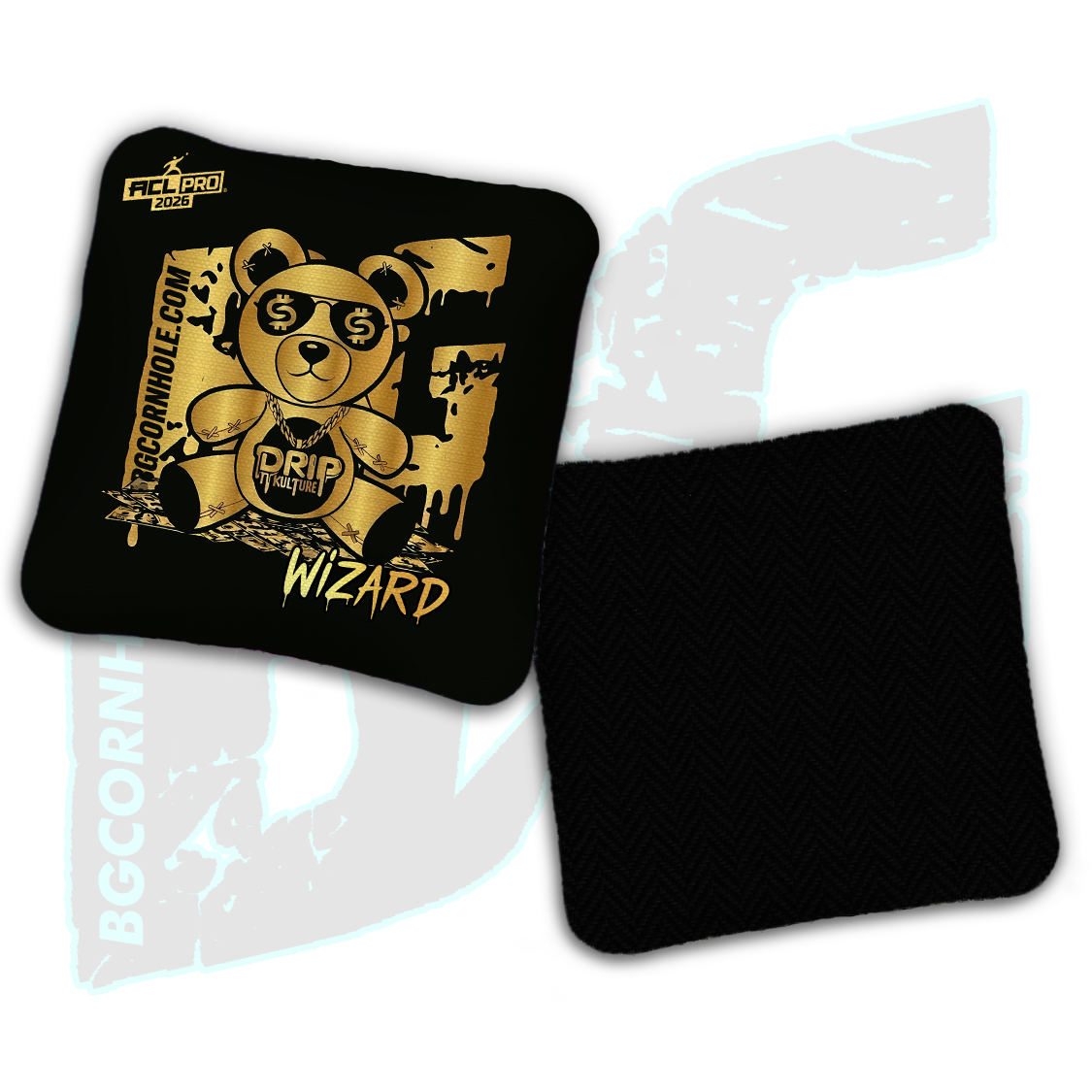 2026 Multiple Bag Models - DK x BG "Gold Cash Bear" - ACL Pro Stamped Cornhole Bags - Set of 4 Bags