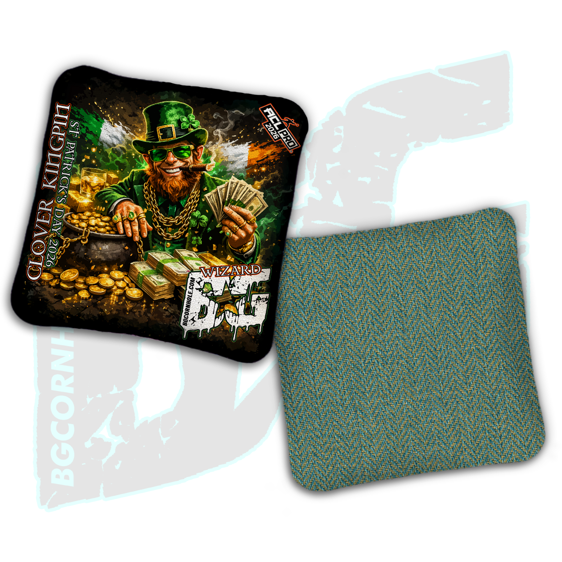 Limited Edition 2026 BG Multiple Bag Models "Clover Kingpin" - ACL Pro Stamped Cornhole Bags - SET OF 4 BAGS
