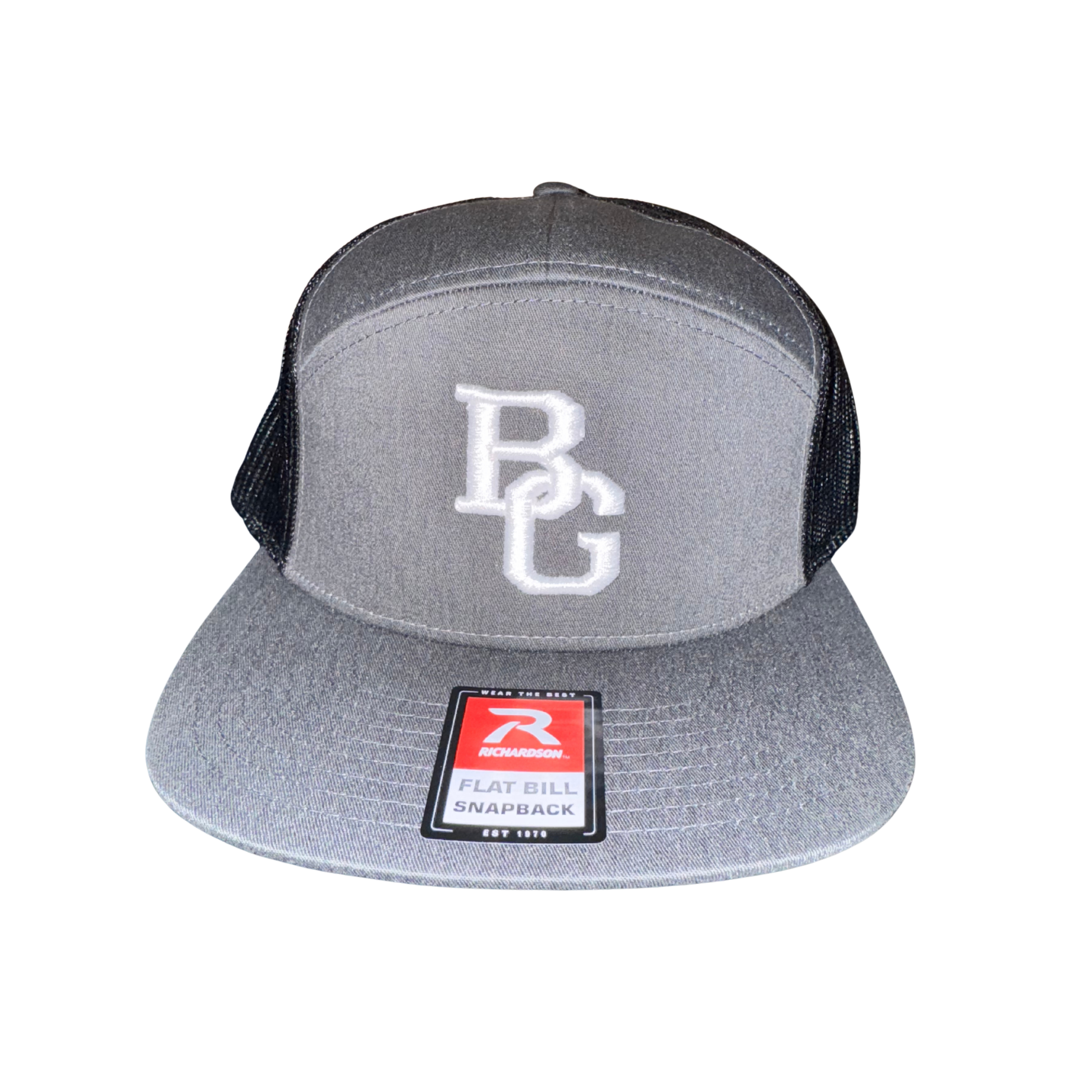 SnapBack Flat Bill 7 Panel Hat - Charcoal