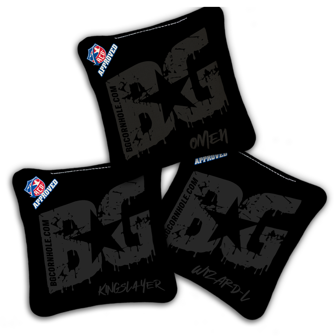 2027 ACO - BG Multiple Bag Models "Blackout" - Pro Stamped Cornhole Bags - SET OF 4 BAGS