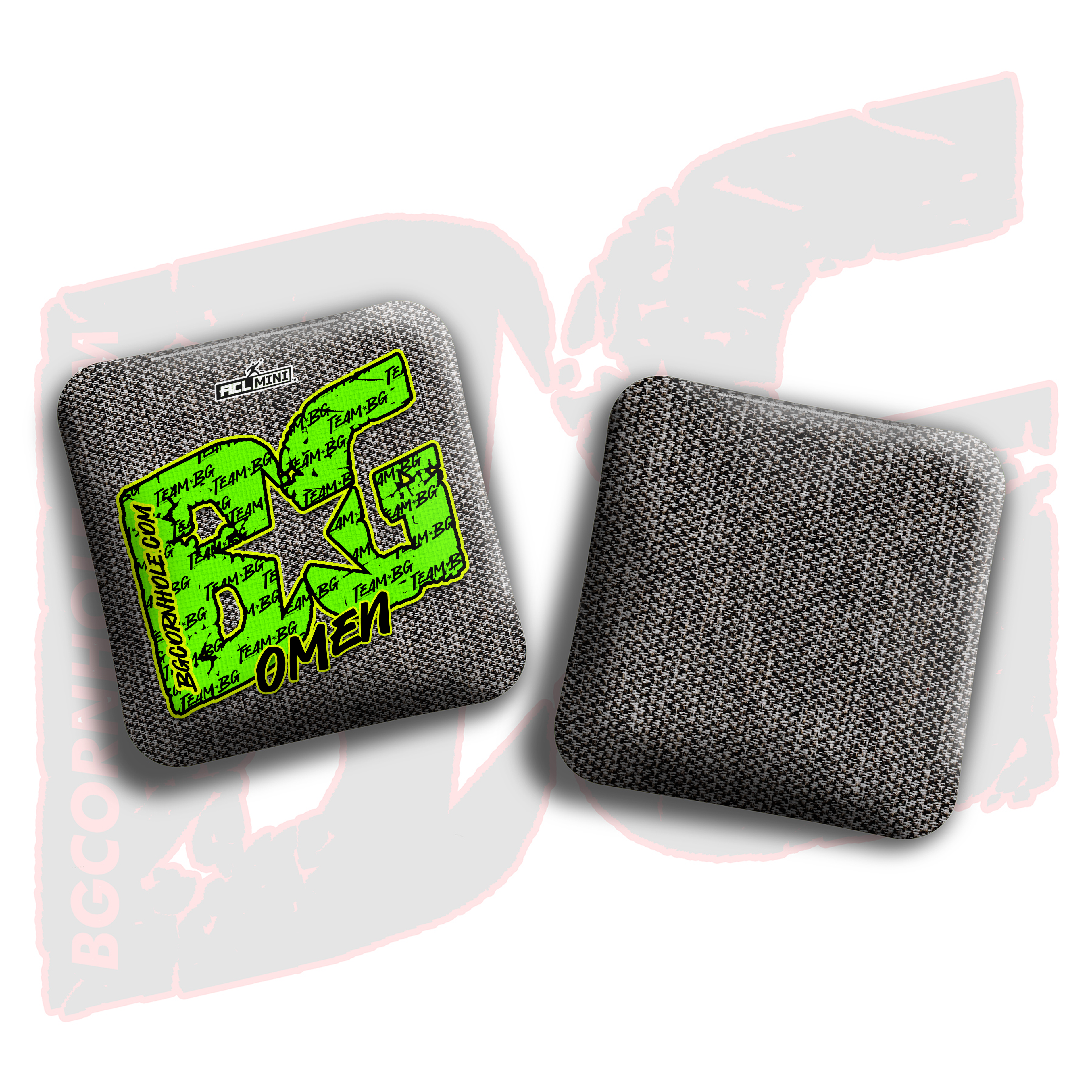 BG Multiple Bag Models - "Green Logo Colormatch" - 4" ACL Mini Stamped Cornhole Bags - Set of 4 Bags