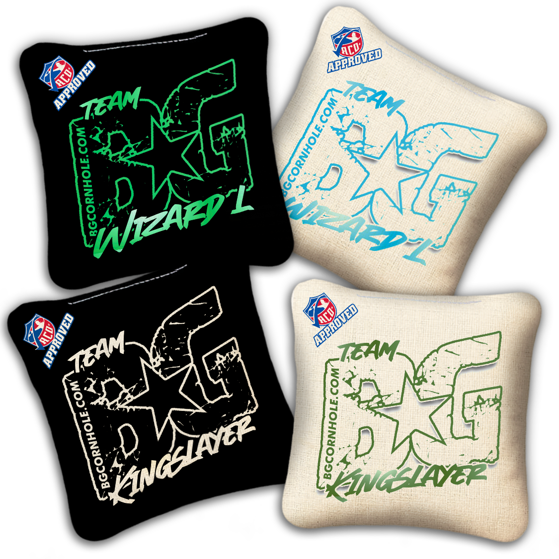 2027 ACO - BG Multiple Bag Models "OUTLINED TEAM BG" - Pro Stamped Cornhole Bags - SET OF 4 BAGS