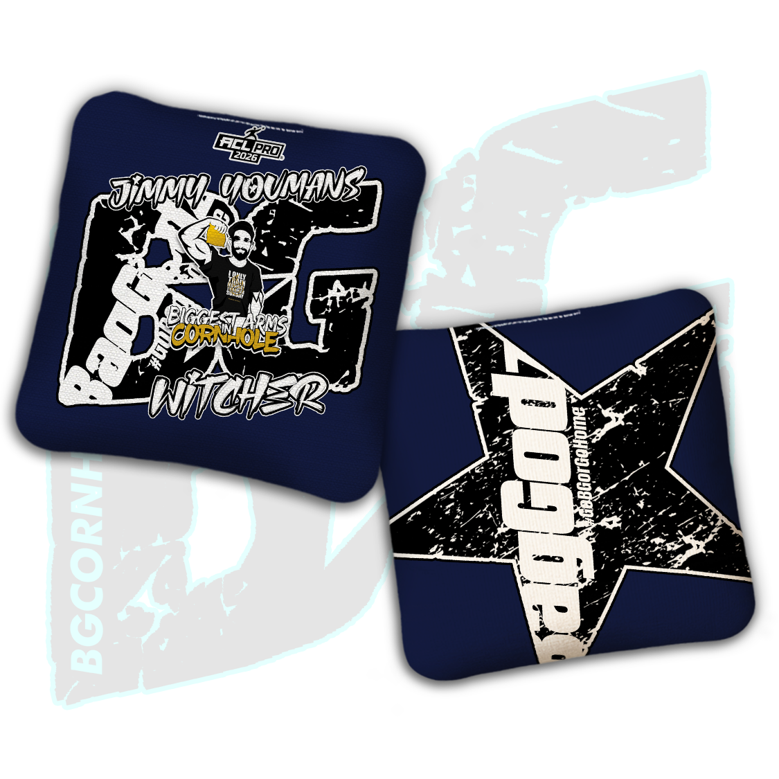 2026 BG Multiple Bag Models  - "Jimmy Youmans” - ACL Pro Stamped Cornhole Bags - SET OF 4 BAGS