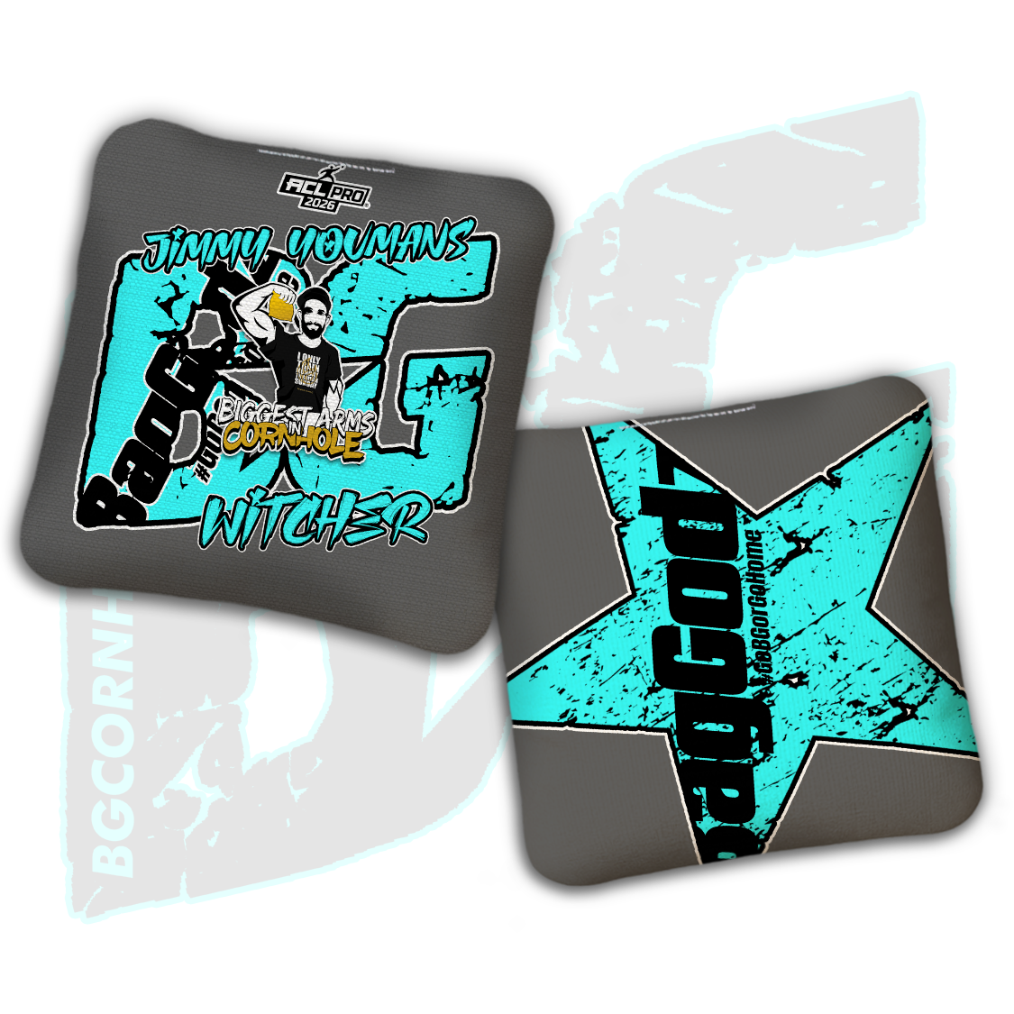 2026 BG Multiple Bag Models  - "Jimmy Youmans” - ACL Pro Stamped Cornhole Bags - SET OF 4 BAGS