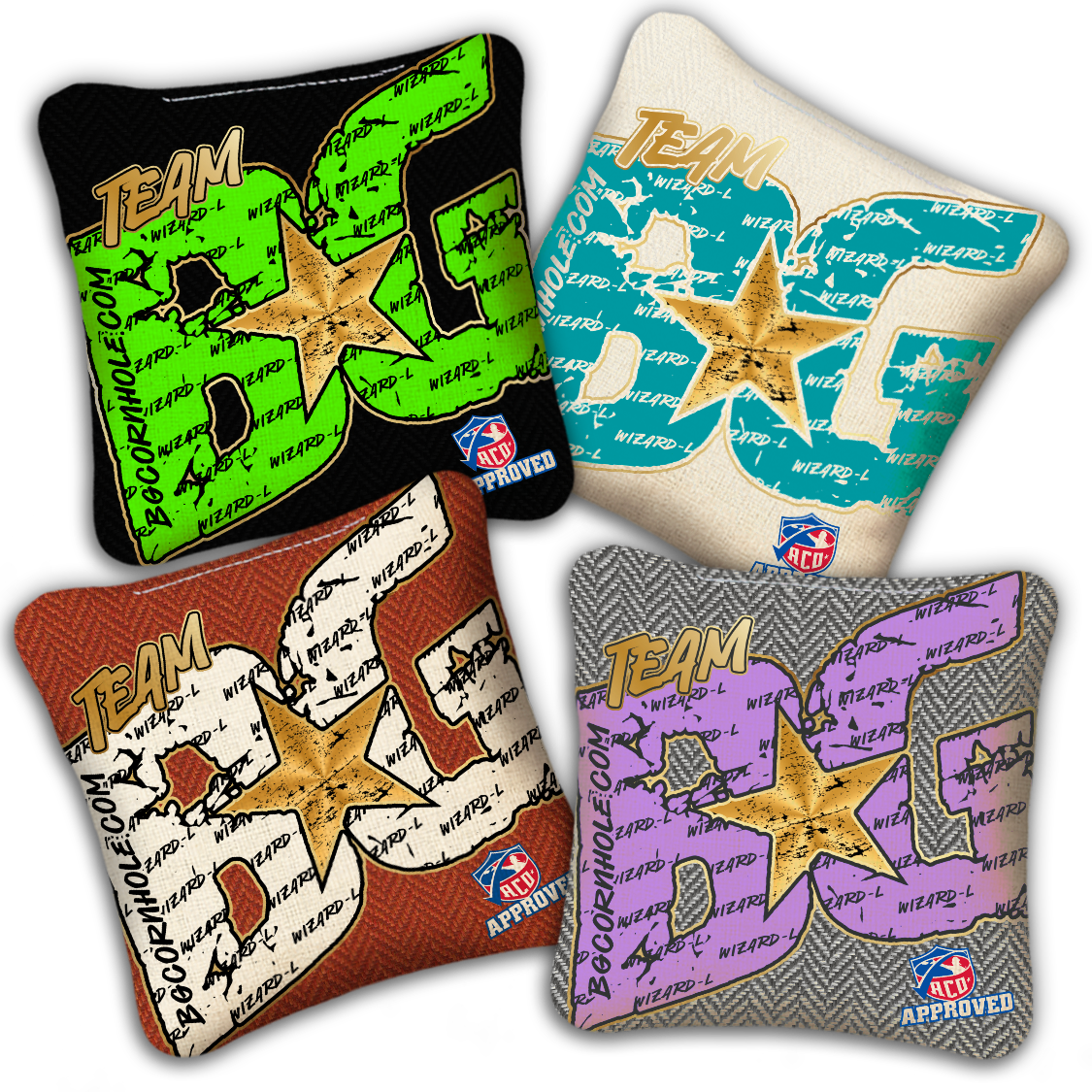 2027 ACO - BG Wizard L "Big BG Colormatch" - Pro Stamped Cornhole Bags - SET OF 4 BAGS